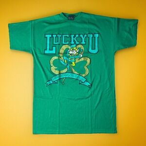 Vintage 90s Mens Shirt Lucky U Shamrock Leprechaun By Kicks Size XLT Single USA